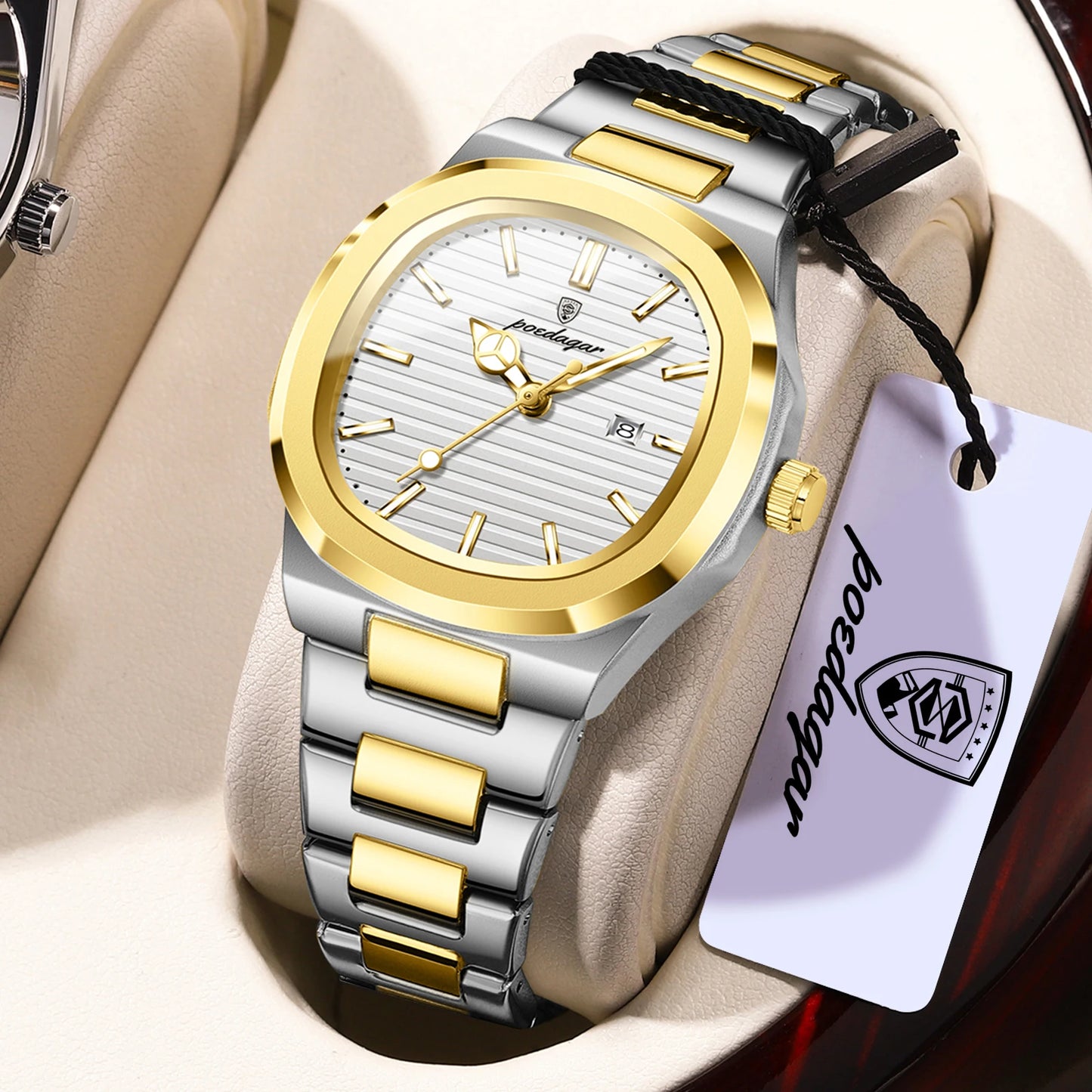 POEDAGAR Fashion Square Watches For Woman Waterproof Luminous Date Ladies Watch Stainless Steel Luxury Quartz Women's Wristwatch