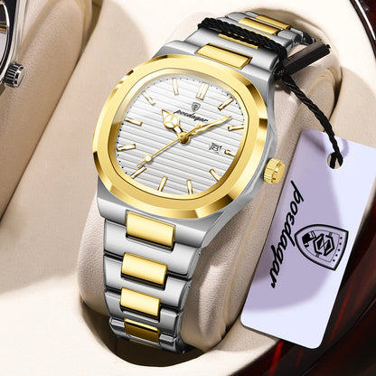 POEDAGAR Fashion Square Watches For Woman Waterproof Luminous Date Ladies Watch Stainless Steel Luxury Quartz Women's Wristwatch