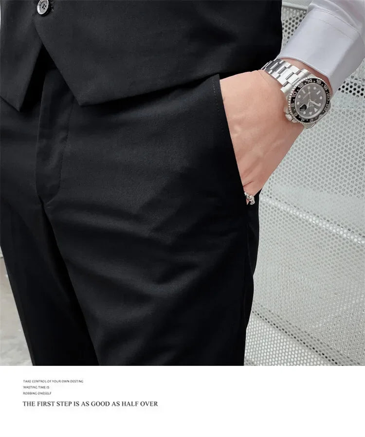 S-7XL Suit (Blazer+ Vest + Trousers) Men's Fashionable Gentleman Business Banquet Korean-style Formal Dress Casual Wedding Suit