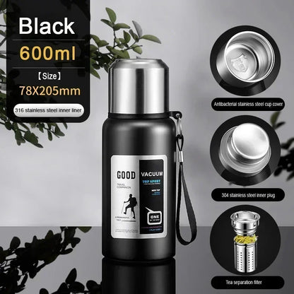 Large Capacity Cold & Hot Thermos Tumbler, Stainless Steel Insulated Water Bottle, Tea Coffee Flask Pot Travel Mug
