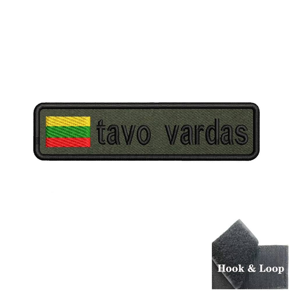 1PC 10cmX2.5cm Custom Name Flag Patch Badge Iron On Hook Loop Army green Netherlands Germany Russia France Belgium Italy Spain