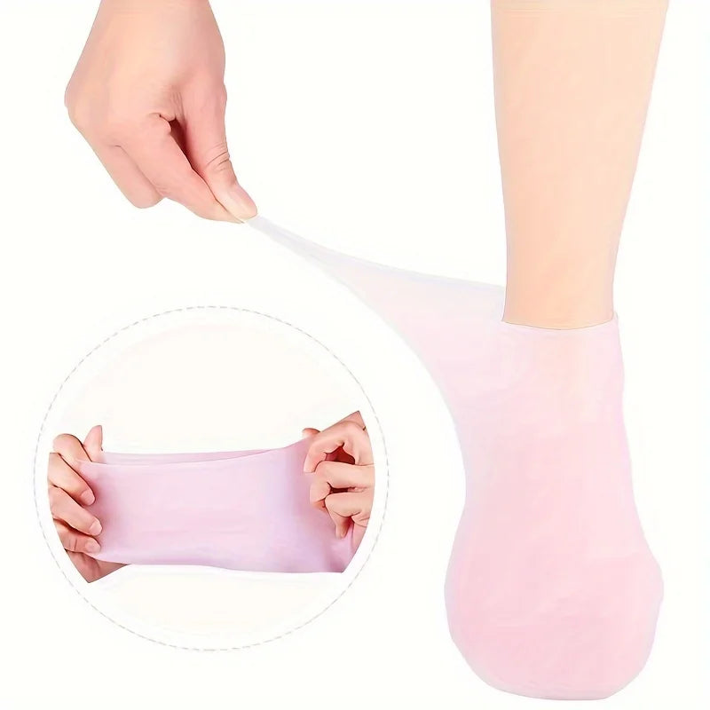 2 PCS Silicone Socks for Women, Soft Gel Moisturizing Foot Socks, Spa Socks for Softening Dry Feet, Cracked Heels Foot Care