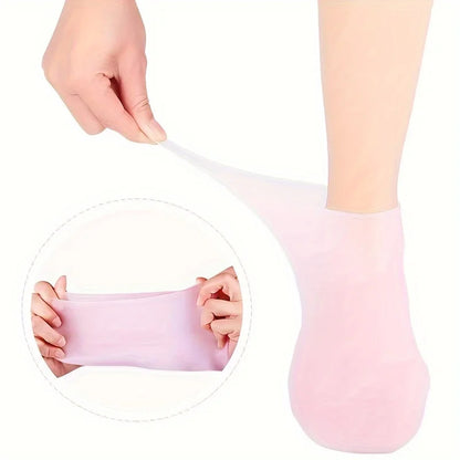 2 PCS Silicone Socks for Women, Soft Gel Moisturizing Foot Socks, Spa Socks for Softening Dry Feet, Cracked Heels Foot Care