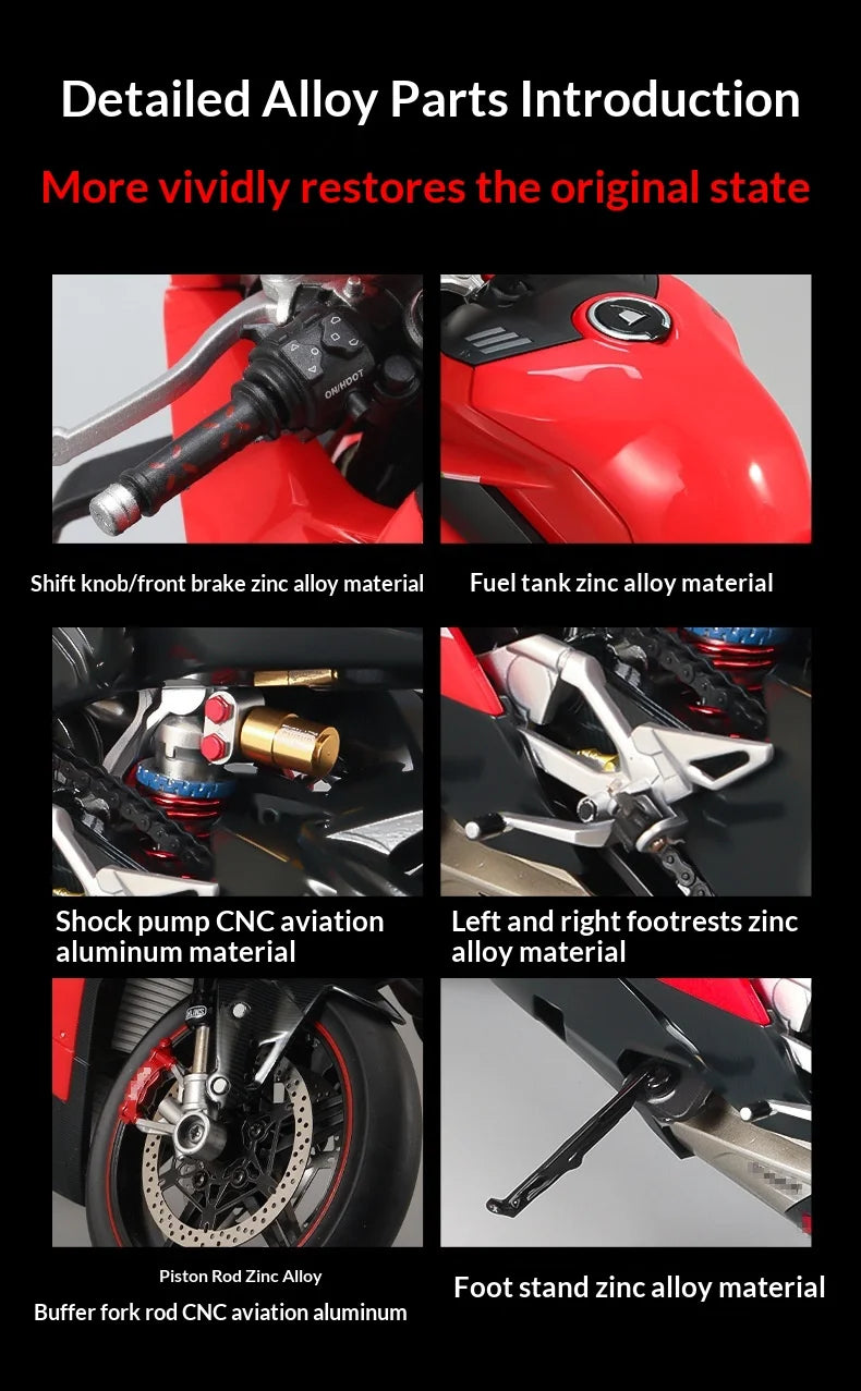 XLG 1:7 Ducati Panigale V4S Motorcycle Model - Alloy Die-Cast with Smoke Effect & Light/Sound Official Licensed Collector‘s Gift