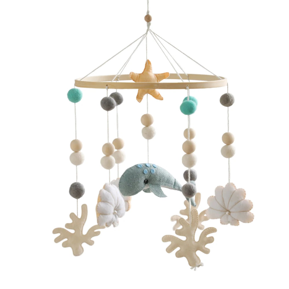 Baby Mobile Crib Bed Bell Musical Rattles Toys Soft Felt Cartoon Animal for Infants Nursery Mobiles Forest Animals Crib Toys