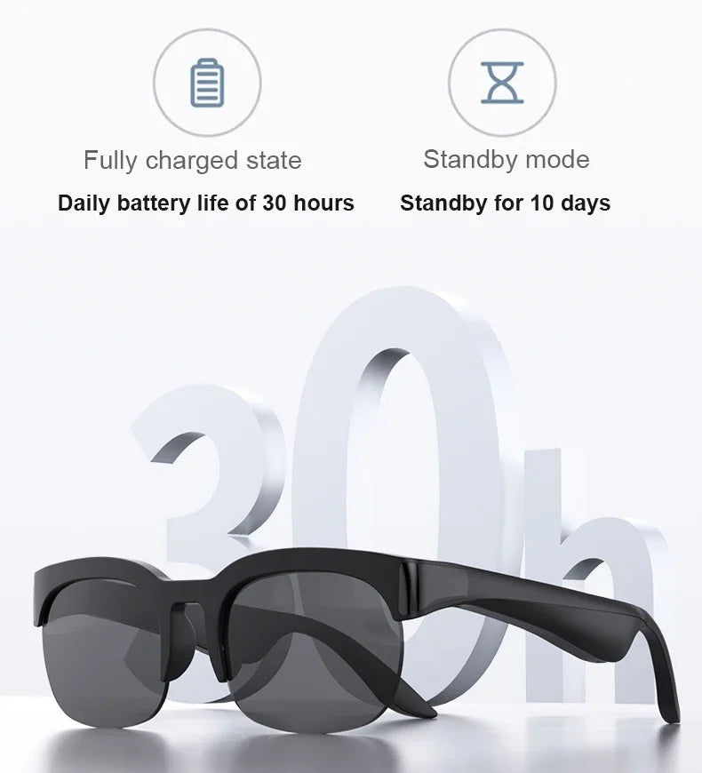 Lenovo New AI Smart Glasses Bluetooth V5.3 Sunglasses Glasses with Audio Mic AI Calling Real-time Smart Sunglasses for Men Women