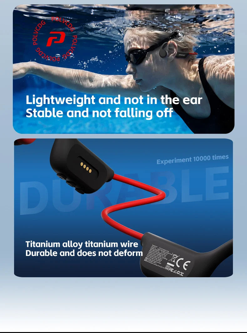 POLVCDG Bone Conduction Headset X7 IPX8 32GB Bluetooth 5.3 Wireless Headset with microphone Waterproof Swim 2023 New