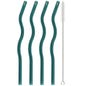 4pcs 200*8mm Glass Straws Wavy Colorful Drinking Straw Set with Brush High Borosilicate Glass Straw Kitchen Party Bar Drinkware