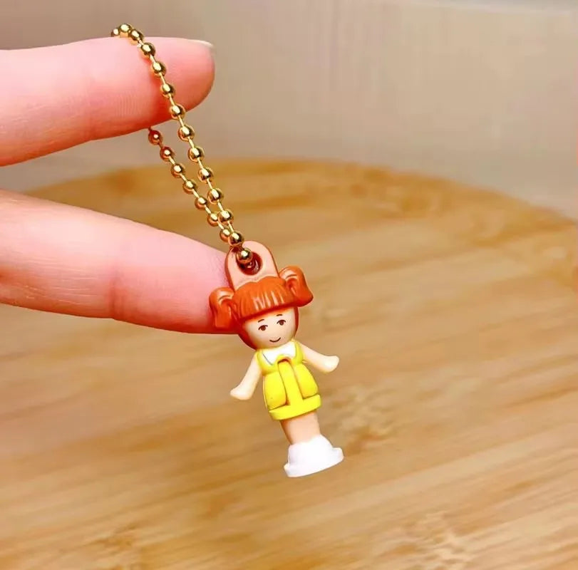Polly Pocket Pendant Keychain Vintage Micro Playset Collectible Toy For Women Backpack Jacket Hat Fashion Accessory