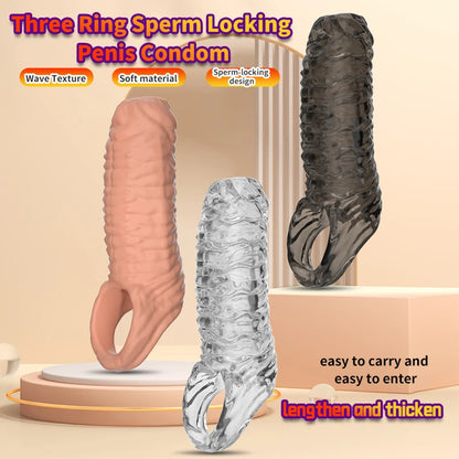 Penis Sleeve Reusable Sexy Toys for Men Penis Silicone Cock Sleeve Massage Adult Products For Woman Gay Penis Toys Sexual Goods