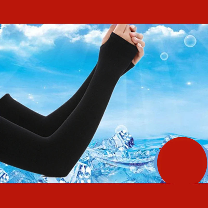 Invisible Sunscreen Seamless Ice Sleeves UPF50+ Cooling Silk Fabric UV Protection Arm Covers For Outdoor Sports Driving