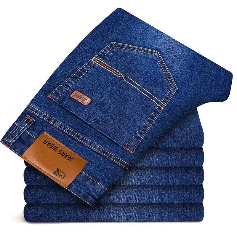 2026 Men NEW Men's Fashion Business Jeans Classic Style Casual Stretch Slim Jean Pants Male Brand Denim Trousers Black Blue Mens