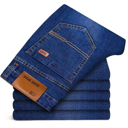 2026 Men NEW Men's Fashion Business Jeans Classic Style Casual Stretch Slim Jean Pants Male Brand Denim Trousers Black Blue Mens