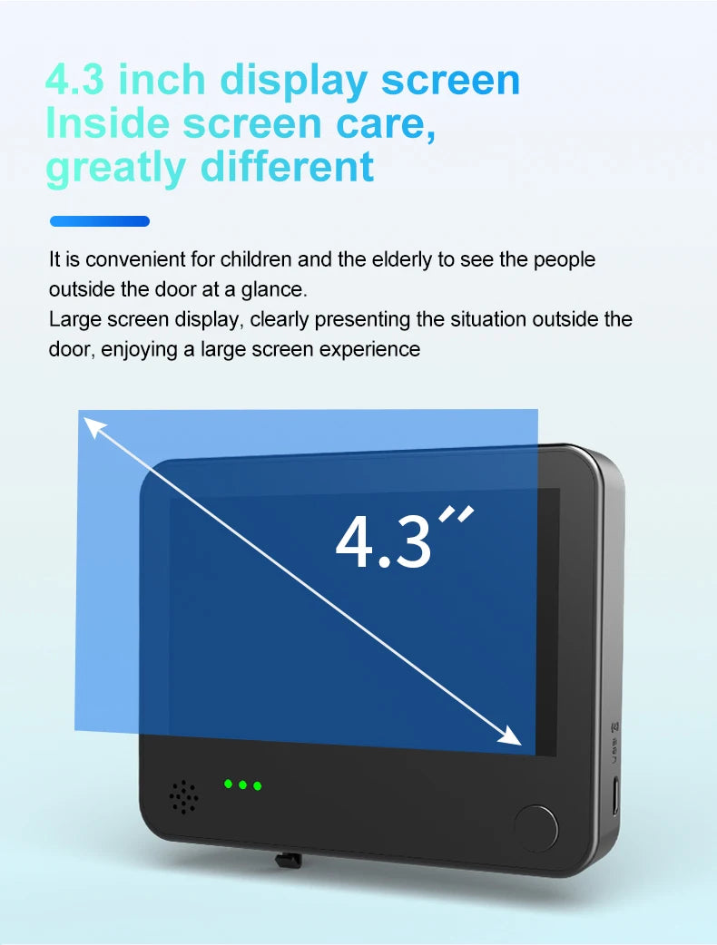 4.3inch Smart Life Door Peephole Camera WiFi Tuya Human Detection 120° 2KHD 3MP IPS Screen Remote Danmini Digital Door Video Eye