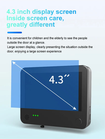 4.3inch Smart Life Door Peephole Camera WiFi Tuya Human Detection 120° 2KHD 3MP IPS Screen Remote Danmini Digital Door Video Eye