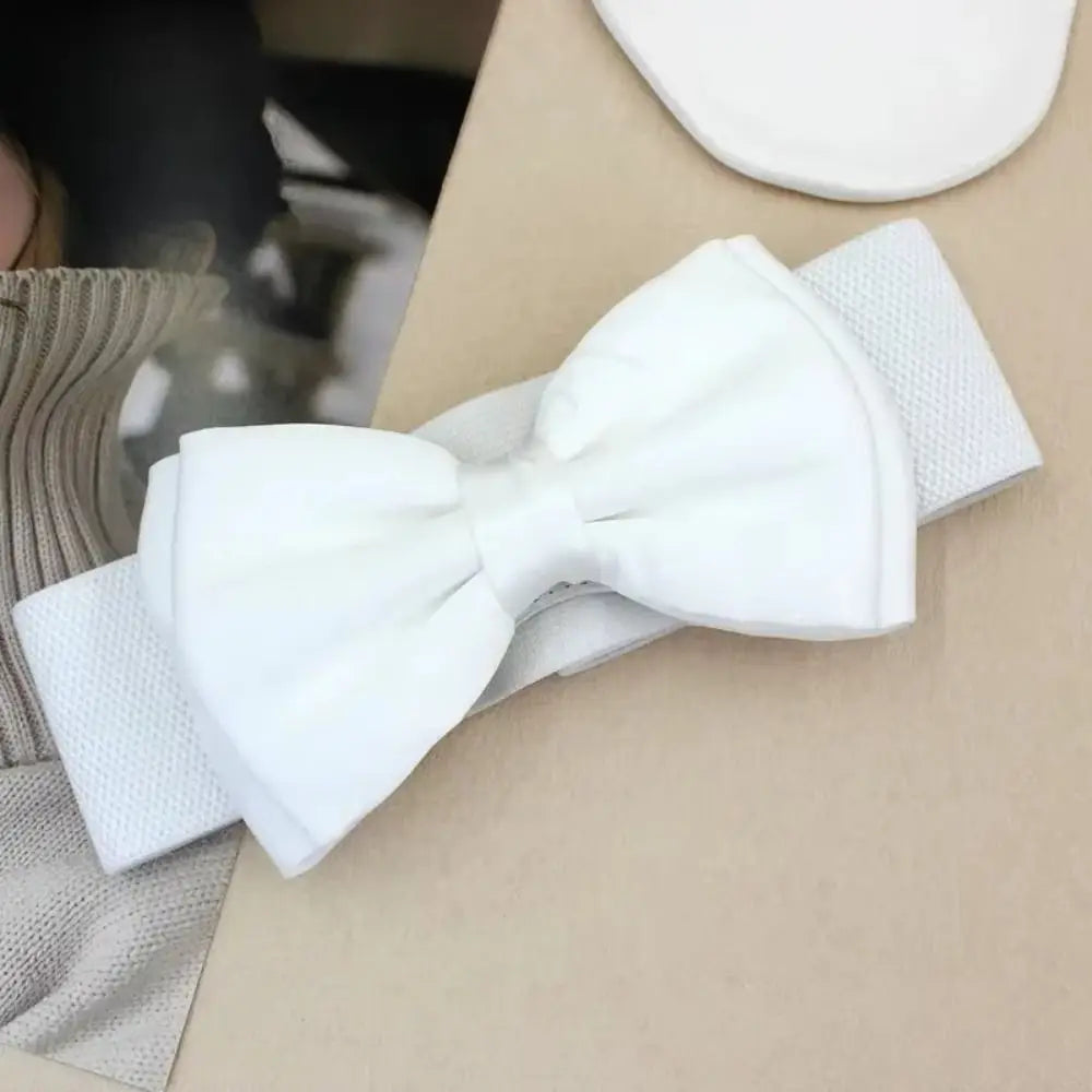 1Pcs New Big Bowknot Waist Belt Elastic Stretch Buckle Bow Waistband Wide Satin Bow Belt for Girls Lady Women