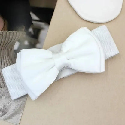 1Pcs New Big Bowknot Waist Belt Elastic Stretch Buckle Bow Waistband Wide Satin Bow Belt for Girls Lady Women