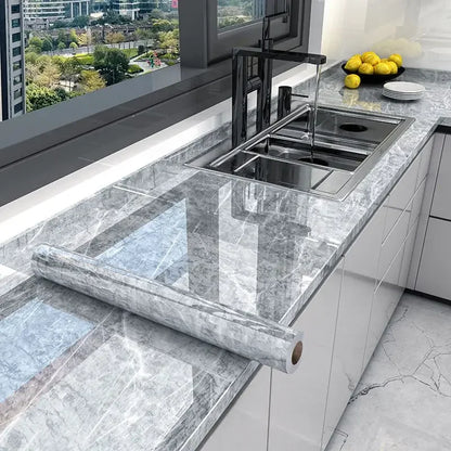 10M x 80CM Marble Self Adhesive Wallpaper Waterproof Oil Proof Kitchen Stickers Thermostability Decorative Film Home Decor