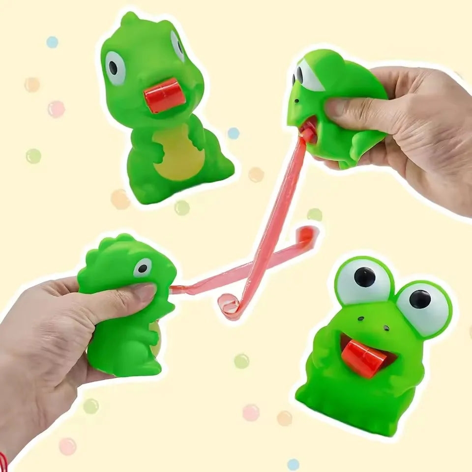 Pinch Frog Dinosaur Sticking Tongue Out Toys Funny Sensory Stress Relief Fidget Toys Cat Toys School Gifts