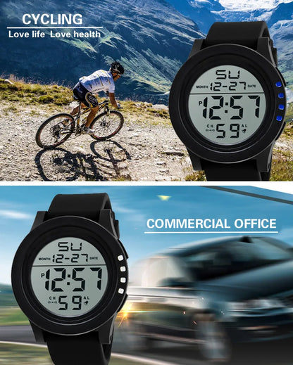 Men Sport Watch Multifunction Military Sports Watch Waterproof Luminous LED Digital Kids Watch Big Dial Student Electronic Watch