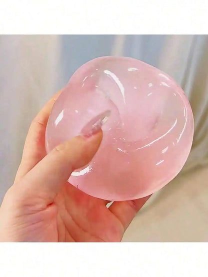 Moldable Slow Rebound Blue Coconut Oil Handmade Squeezing Ball, 6cm Round Malt Stress Relief Squeeze Toy