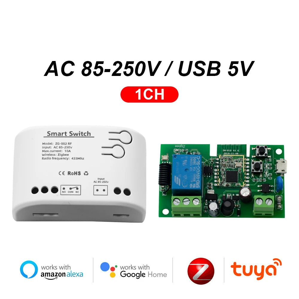 ZIGBEE Tuya eWelink Smart Home Automation Appliance Controller 1/2/4CH Switch Module for Garage Doors, Lights, Motors, Curtains