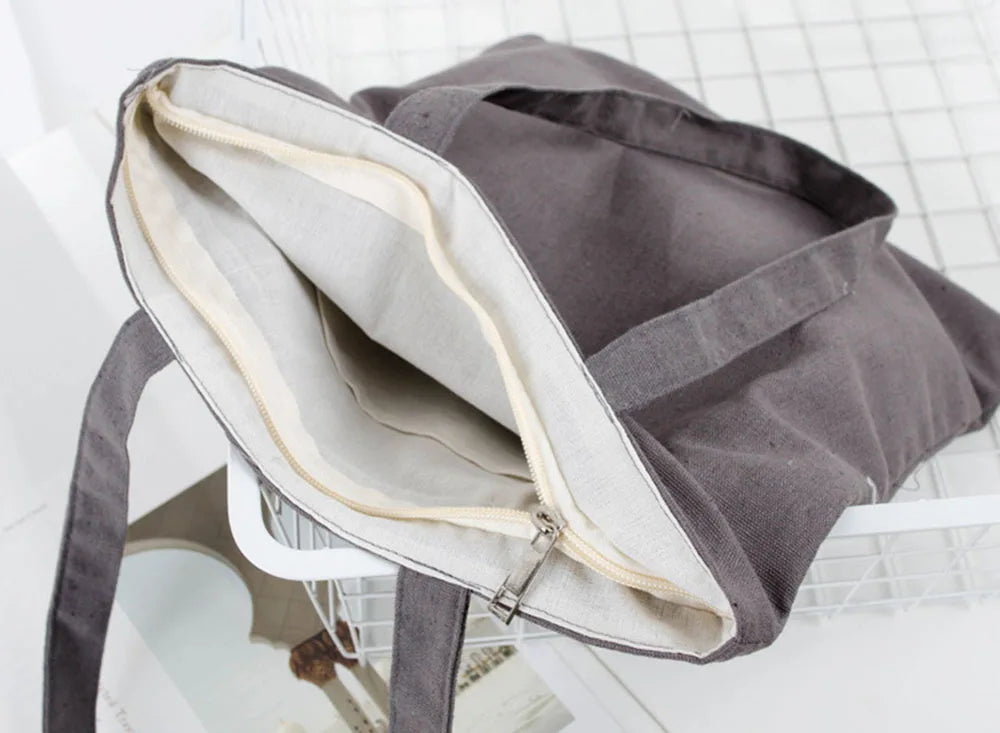 Canvas Cotton bag grocery handbag Foldable Fabric tote bag portable Storage organizer Shopping bag for woman Cloth organizer bag