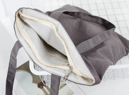 Canvas Cotton bag grocery handbag Foldable Fabric tote bag portable Storage organizer Shopping bag for woman Cloth organizer bag