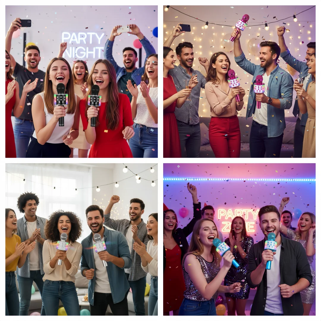 Karaoke Microphone for Kids & Adults - Bluetooth Microphones Singing Mic with Disco Lights, Portable Karaoke Player for Gifts