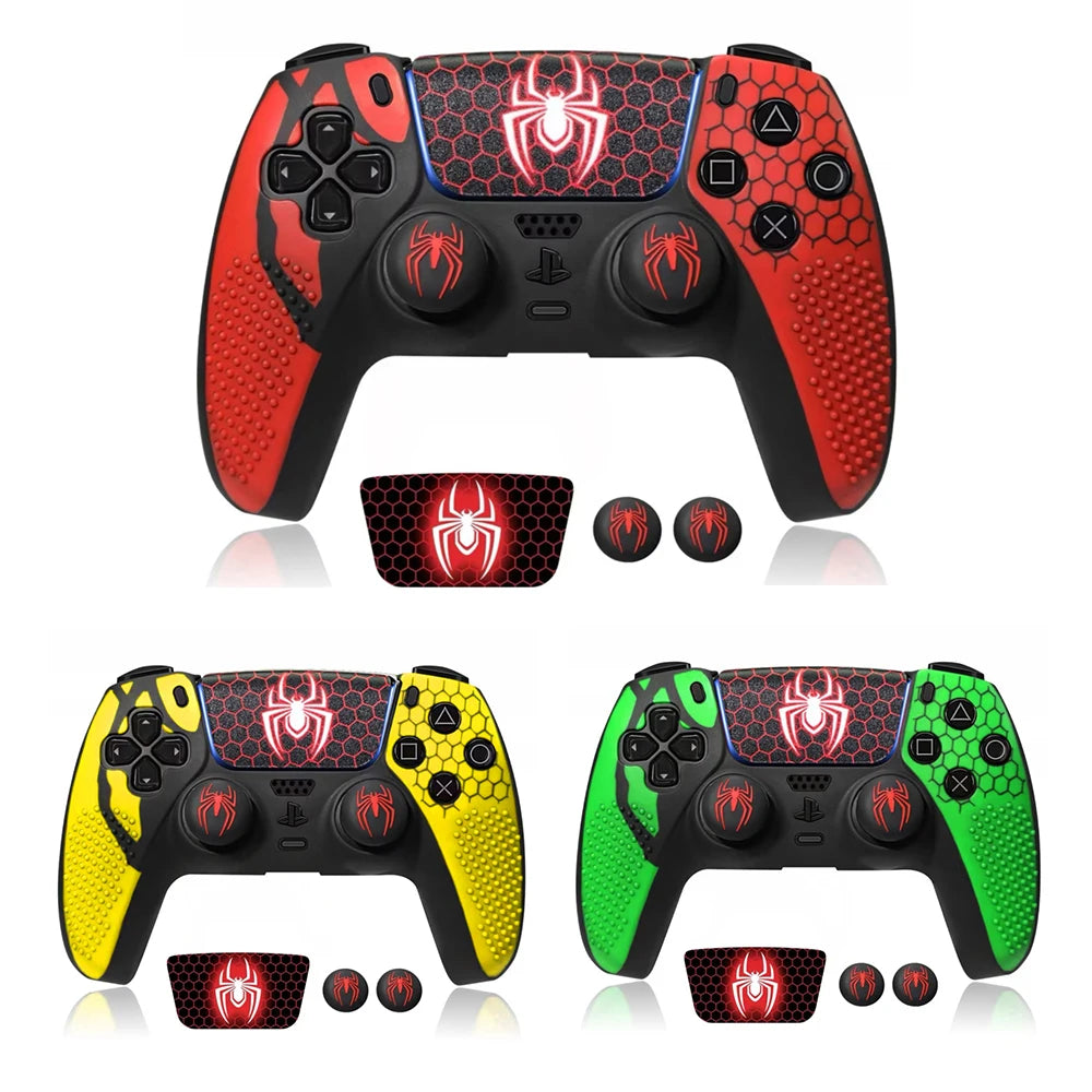 Spider Handle Cover Particle Style with Thumbstick Caps And Spider Stickers Gaming Controller Skin Accessory