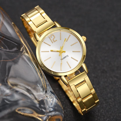 2026 6pcs/set Elegant Women Quartz Watch Fashion Simple Dial Ladies Wristwatch Rhinestone Jewelry Set Reloj Mujer（Without Box）