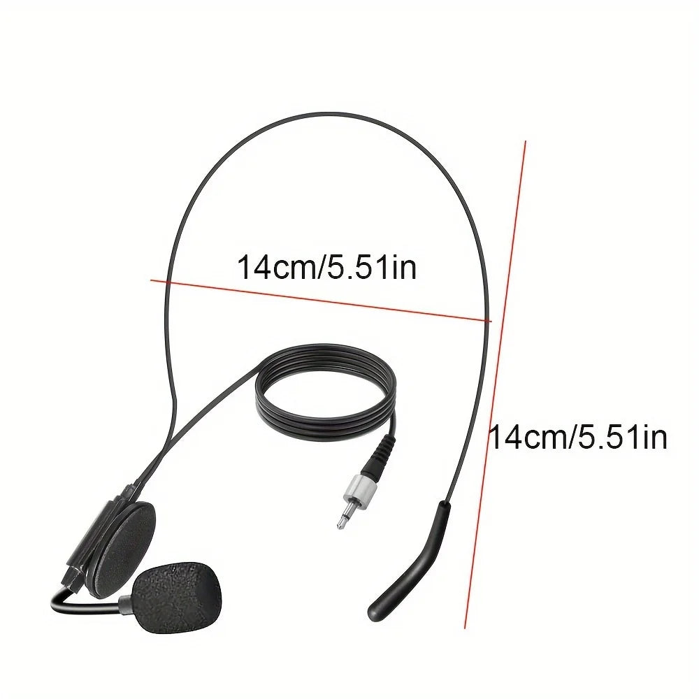 Headset microphone with noise-canceling earpiece, compatible with belt-pack transmitter, ideal for teaching and conferences.
