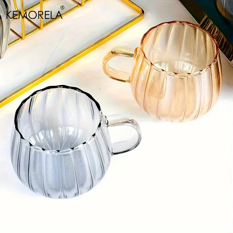 KEMORELA 1/4/6PCS Halloween Pumpkin Shaped Glass Cups High Borosilicate Glass Water Cup 450ml Coffee Drinking Glasses For Juice