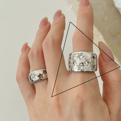 PANJBJ 925 Sterling Silver Lotus Ring For Women Retro TextureJewelry Irregular Creativity Adjustable Jewelry Party Gift Dropship