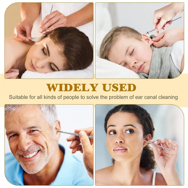 6Pcs/Set Stainless Steel Ear Cleaner Portable Ear Spoons Spiral Earwax Cleaning Removal Tools Reusable Earpick Beauty Accessory