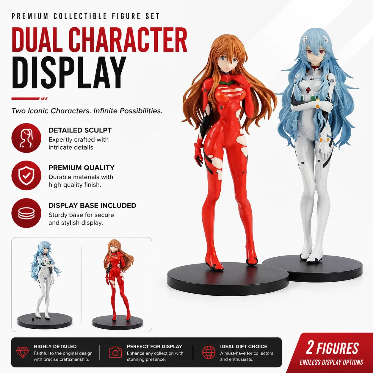 Hot Genesis Evangelion Anime Figure EVA Ayanami Rei Asuka Two-Dimensional Model Chassis Desktop Ornament Gift Doll Toys