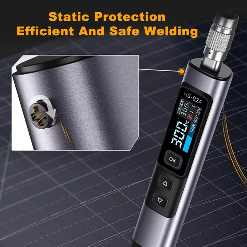 FNIRSI HS-02 Electric Soldering Iron PD100W Power Adjustable 100-450 ℃ Temperature Rapid Heating Repair Portable Toolbox Kit