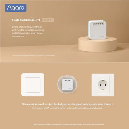 Aqara Single Channel Control Module T1 Zigbee 3.0 Wireless Relay Controller 1 Channel No Neutral Remote Work with Apple Homekit
