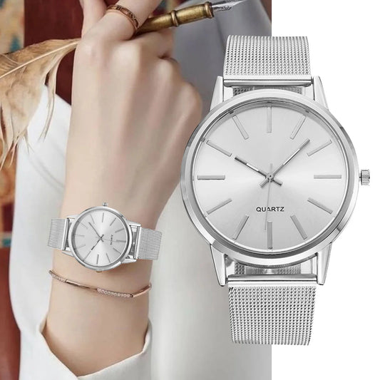 Luxury Women Watches New Stylish Silver Minimalist Business Ladies Alloy Casual Bracelet Montre Femme Female Watch
