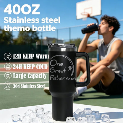 1200ML Stainless Steel Thermos Cup with Straw & Handle Ice Coffee Drink Vacuum Insulated Cup Car Travel Gym Outdoor Water Bottle