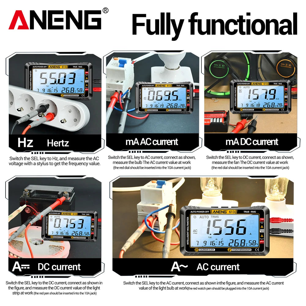 Smart Multimeter Detector 4000 Count Digital  AC/DC Curent Voltage Resistor Measurement  3 in 1 Professional Test Tool ANENG 613