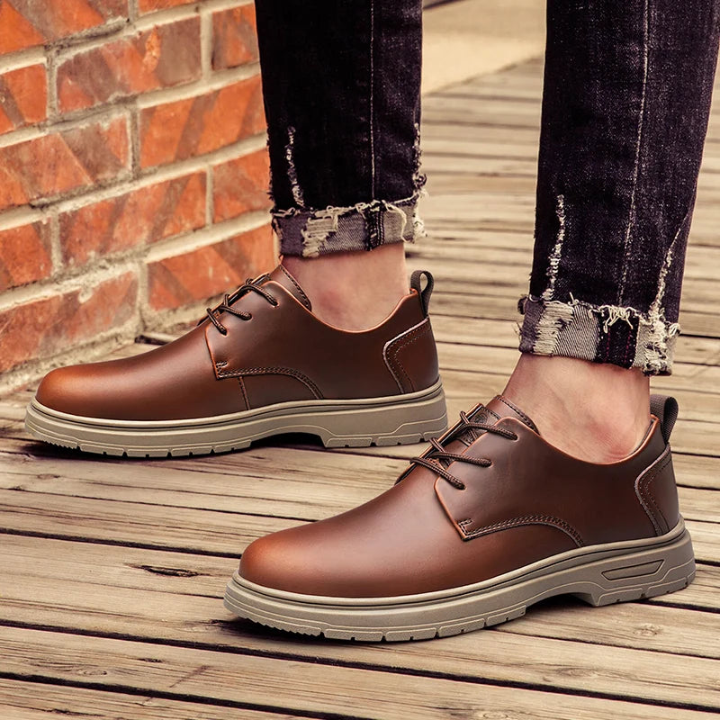 CLOHOO Handmade Men's Business Casual Shoes Comfortable Classic Lace-Up Work Shoes Fashionable Wedding Men's Footwear