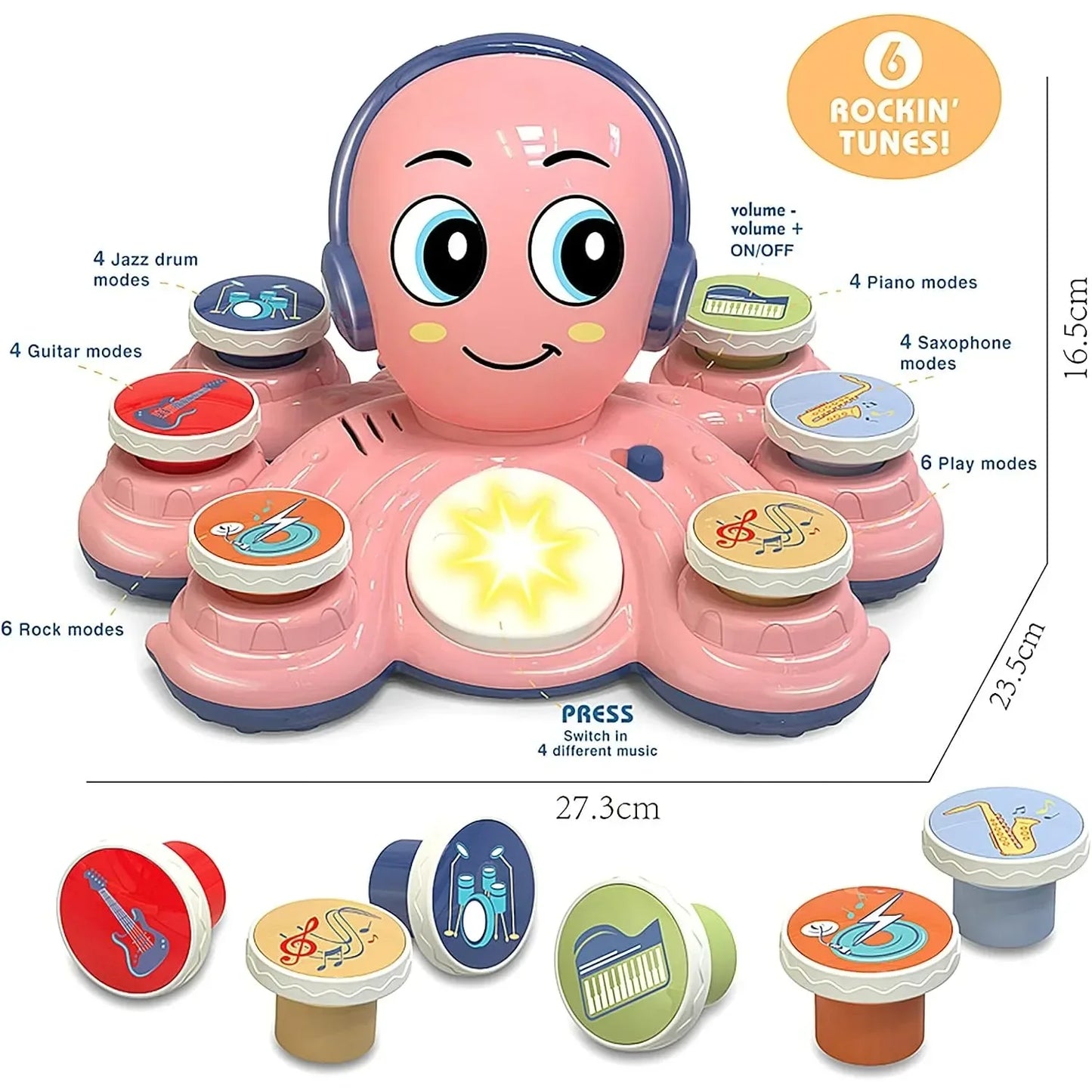 Baby Musical Toys Learning Toys for Toddlers Octopus Music Toys Preschooler Musical Educational Instruments Toy for Birthday