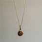 Vintage Leather Brown Stone Sun Pendant Beaded Choker Clavicle Chain Necklace For Women Unique Y2K Personalized Grunge Jewelry