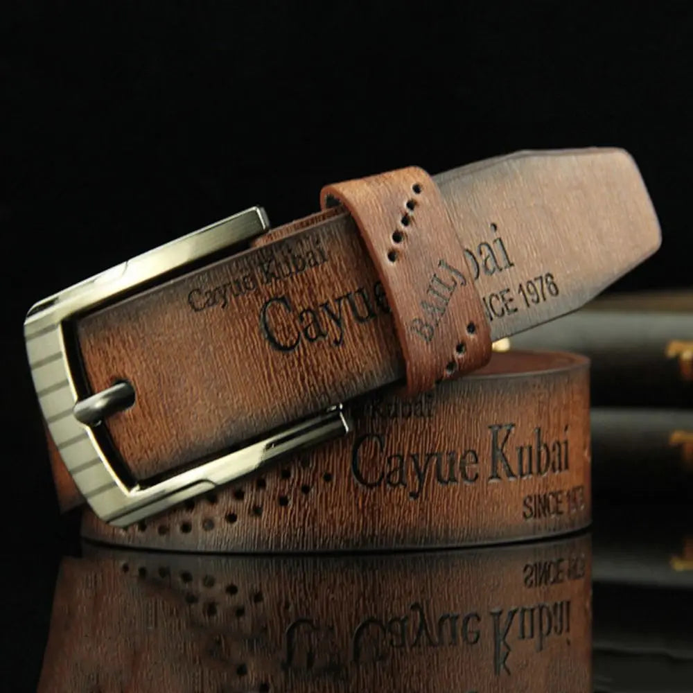Durable Cowboy Leather Belt Casual Vintage Pin Buckle Waistband Pants Bands Men's Belt