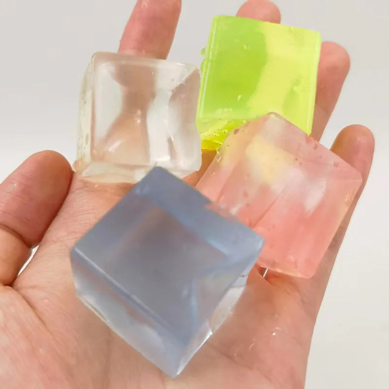 Fidget Toy Mini Squishy Toys Mochi Ice Block Stress Ball Toy Kawaii Transparent Cube Cat Paw Fish Stress Relief Squeeze Toy