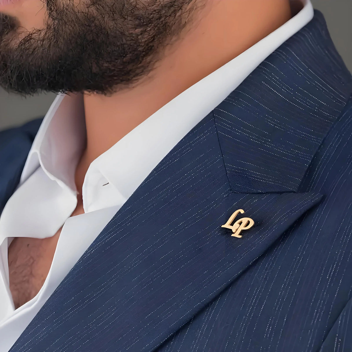 Custom Laser - Cut Men's Collar Pin Brooch, Personalized Initials Jewelry, 18K Gold - Plated Stainless Steel, Ideal Wedding Gift