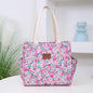 New floral print thickened fabric handbag, lunch bag, portable lunch box storage bag, zipper design, multifunctional tote