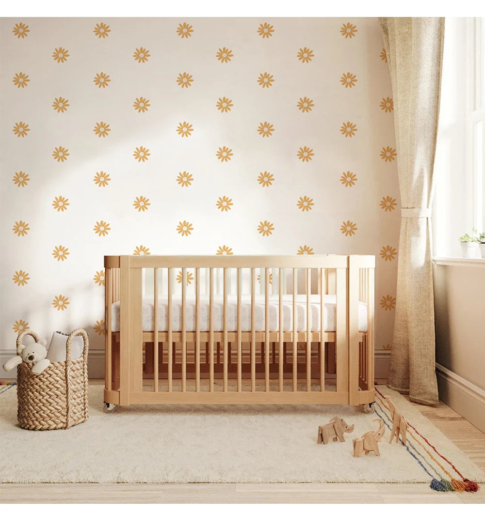 Yellow Daisy Wall Stickers for Kids Rooms Living Room Removable Baby Nursery Wall Paper Home Decoration Girls Room Interior