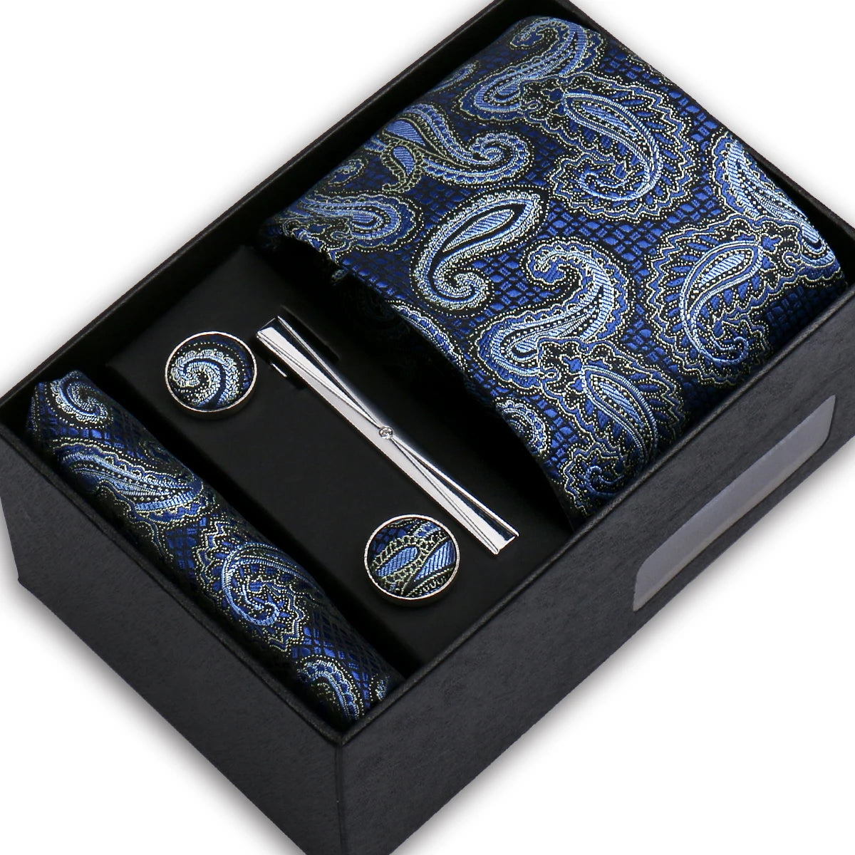 Classic Mens Tie Set Paisley Hanky Cufflinks In Gift Box Jacquard Woven Neckties Set For Men Formal Wedding Fashion Accessories